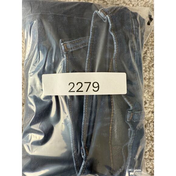 Uniqlo Sz 28 High Rise Slim Flared Jeans Blue Stretch Denim Pants - Picture 14 of 14